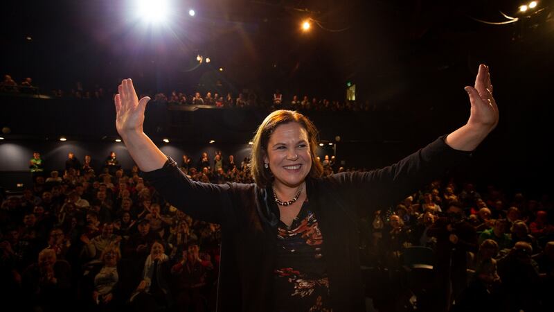 Sinn Féin leader Mary Lou McDonald at a party rally at Liberty Hall, Dublin. Photograph: Tom Honan