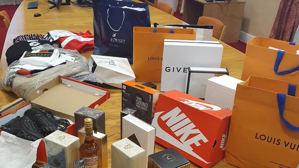 Some of the items seized by gardaí during raids in Dublin. Photograph: Garda Press Office