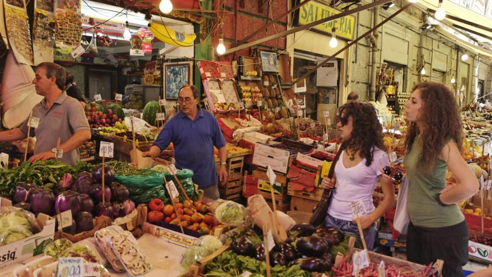 Fruit and vegetable seller, La Vucciria, Palermo, Sicily