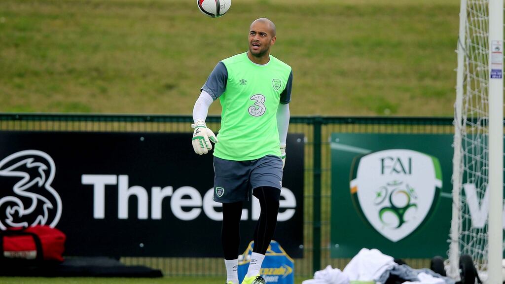 In last  Friday night’s friendly international against Switzerland, Irish goalkeeper Darren Randolph’s brief was clear: pump the ball up to Kevin Doyle, then Daryl Murphy. Photograph: Donall Farmer/Inpho