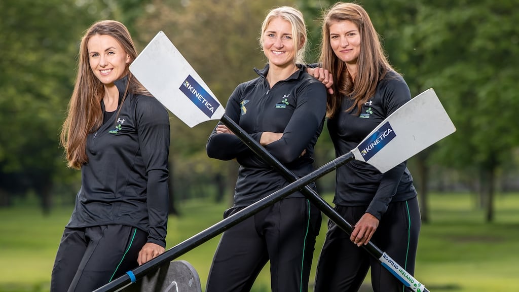 Aifric Keogh, Sanita Puspure and Monika Dukarska: Keogh and Dukarska will join with Aileen Crowley and Emily Hegarty to form a women’s four which they hope will book a place in Tokyo 2020. Photograph: Morgan Treacy/Inpho
