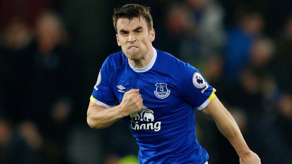 Seamus Coleman scored Everton’s equaliser as they beat Arsenal 2-1 at Goodison Park. Photograph: Reuters/Phil Noble
