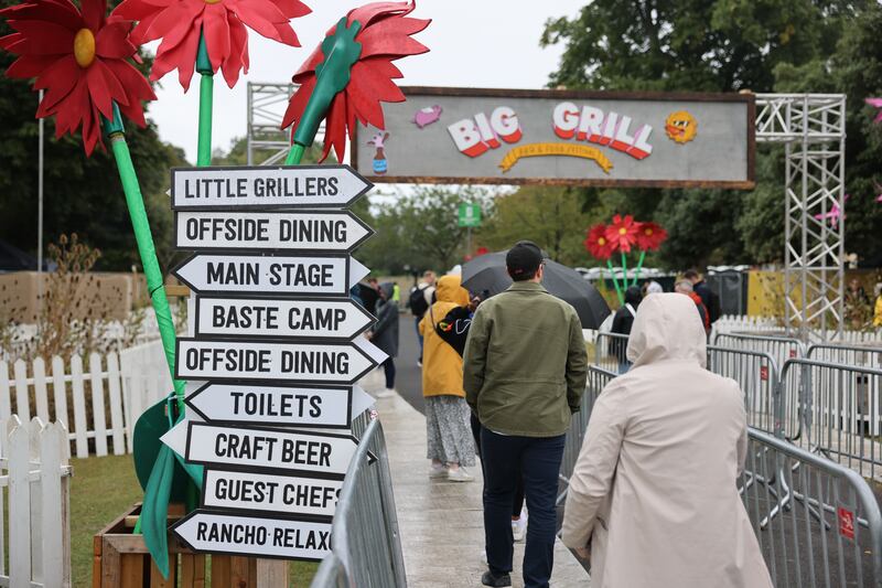 Festivalgoers arriving at The Big Grill in Herbert Park. Photograph: Dara Mac Dónaill