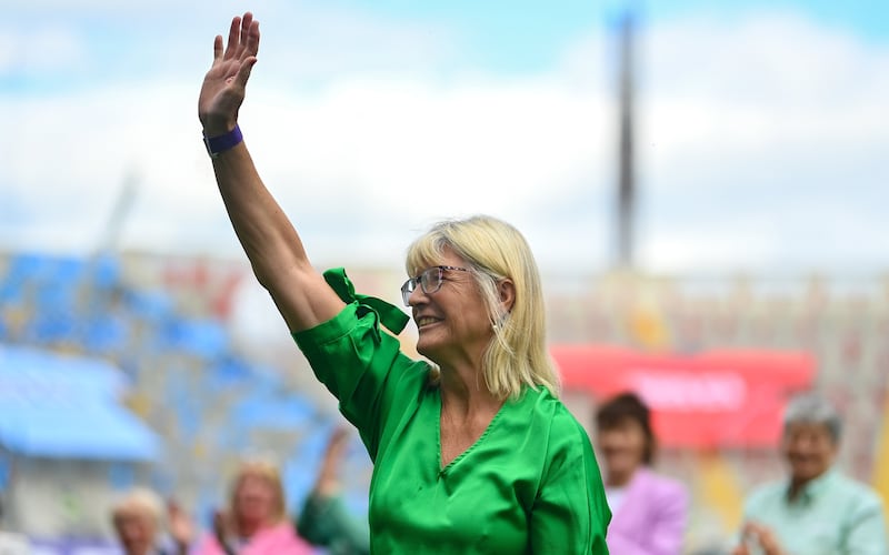 1993 Kerry All-Ireland winning captain Eileen Dardis is honoured at half-time of the 2018 All-Ireland final at Croke Park. She won ten All-Irelands during a glorious career. Photograph: Seb Daly/Sportsfile