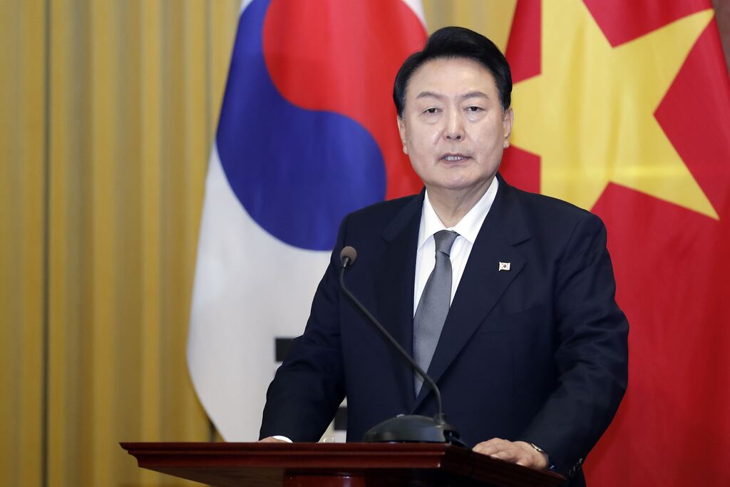 South Korean president Yoon Suk Yeol, who will attend this week's Nato meeting in Lithuania this week, has called for strong action 'to deter North Korea’s nuclear weapons programme.' Photograph: Luong Thai Linh/EPA/Shutterstock