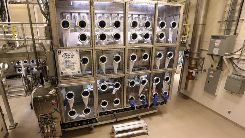 A file image from February 2015 shows aerosol generation module of the Whole System Live Agent Test (WSLAT) at Dugway Proving Ground in Dugway, Utah. Photograph: AP