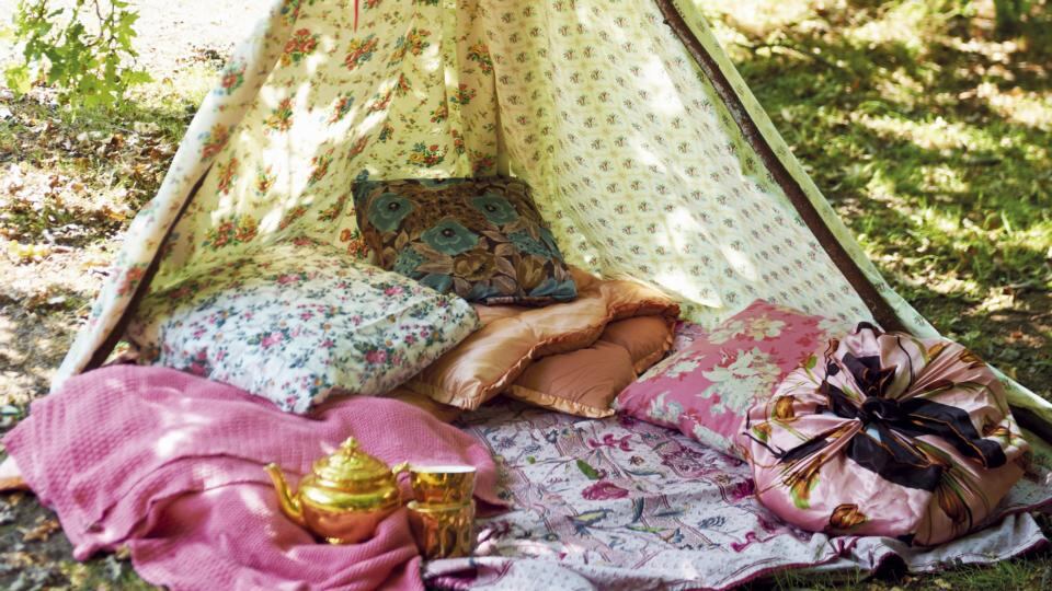 Use sturdy sticks to make a tepee frame