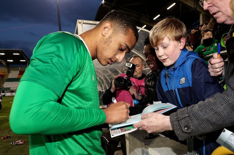 Adam Idah signs autographs after a Euro under-21s qualifier in 2019. Photograph: Laszlo Geczo/Inpho