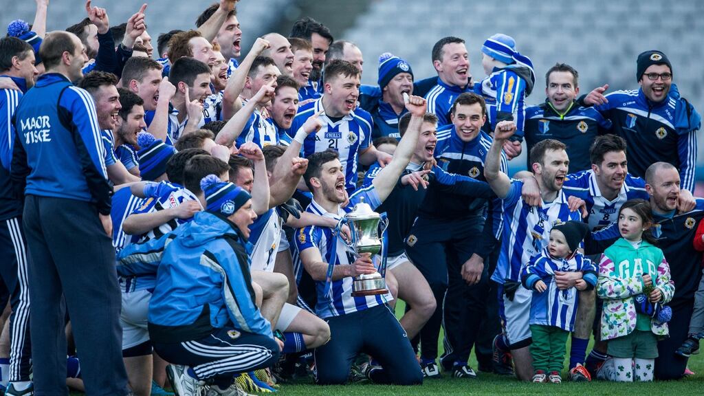 Ballyboden St Enda’s celebrate their AIB All-Ireland Club SFC win over Castlebar Mitchels at Croke Park. Photograph: Cathal Noonan/Inpho