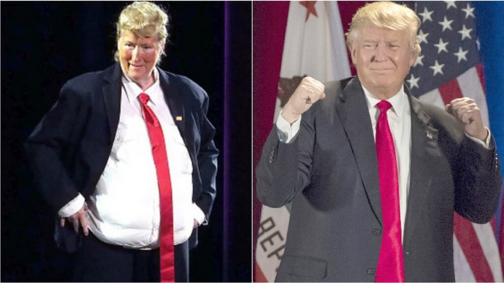 Meryl Streep dressed up as Donald Trump bares a striking resemblance to the man himself on the right