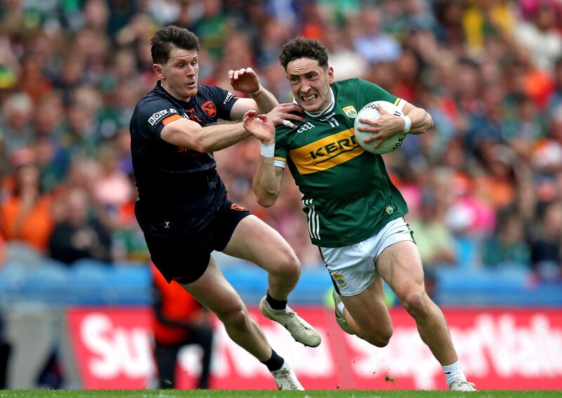 Armagh’s Joe McElroy tackles Kerry's Paudie Clifford in the All-Ireland semi-final at Croke Park. Given the new rules, Division One appears to be a pin-sticker's choice. Photograph: Leah Scholes/Dublin