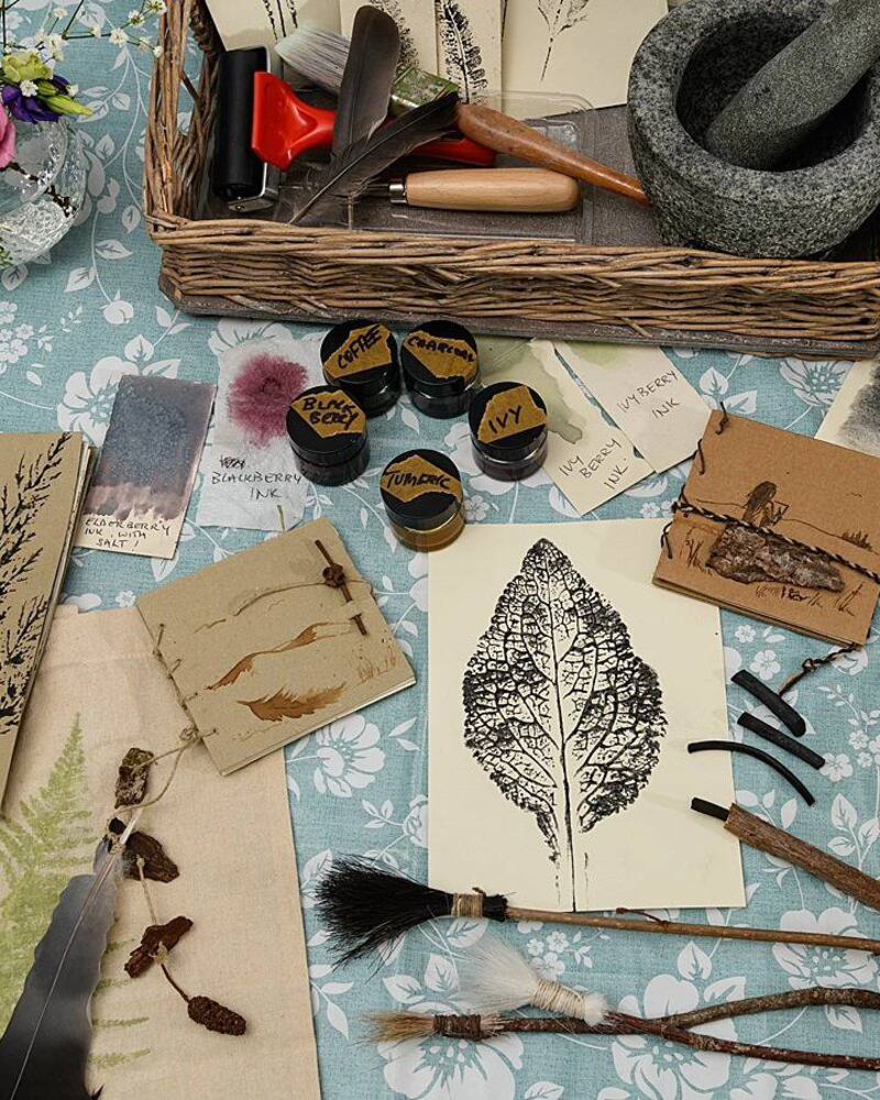 Create your own eco-friendly sketchbook, leaf-printed bag and more from natural materials at Windrush Farm