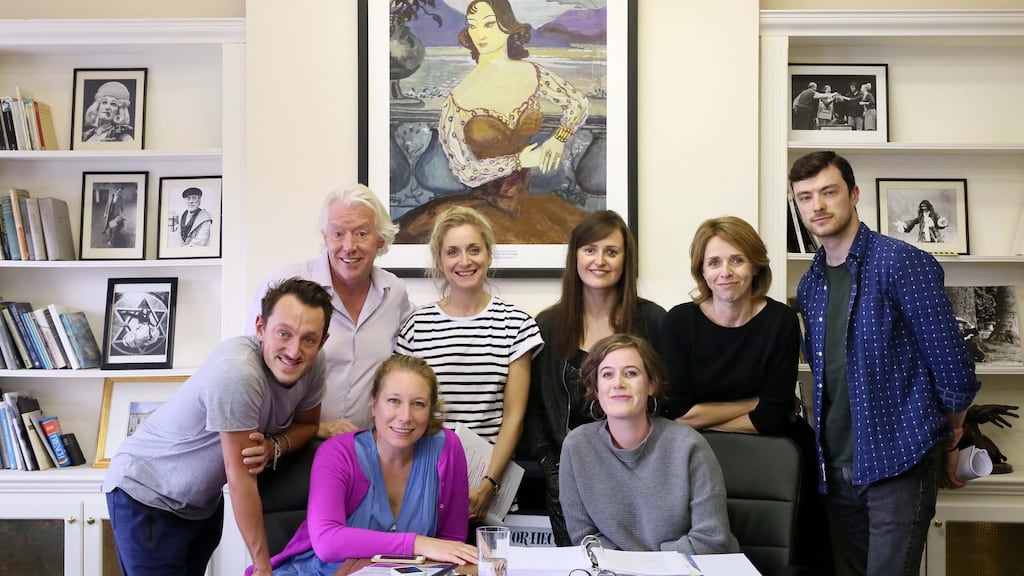 Nina Raine (seated front left) with director Oonagh Murphy (seated front right) and the cast of Tribes. Photograph: Mark Stedman