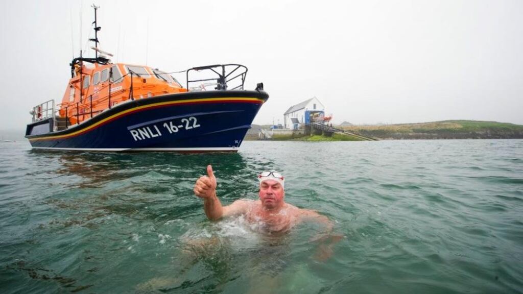 Steve Redmond, who has abandoned his attempt to swim from Ireland to Wales. Photograph: WorldReach PR /PA Wire