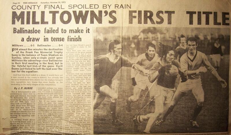 Milltown won their first Galway senior title in 1971