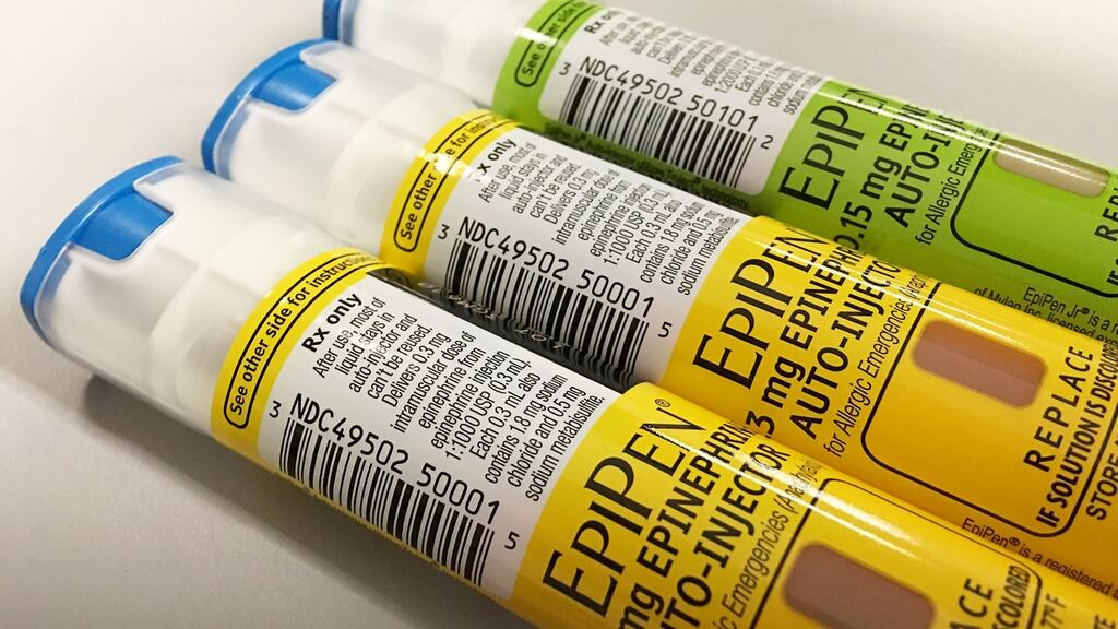 A shortage of Mylan’s emergency allergy shot EpiPen weighed on quarterly revenue. Photograph: Jim Bourg/Reuters