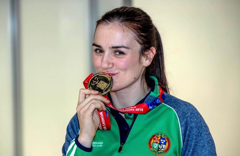 Kellie Harrington with her gold medal from the AIBA Women's World Boxing Championships Lightweight Final. Photography: ©INPHO/Morgan Treacy