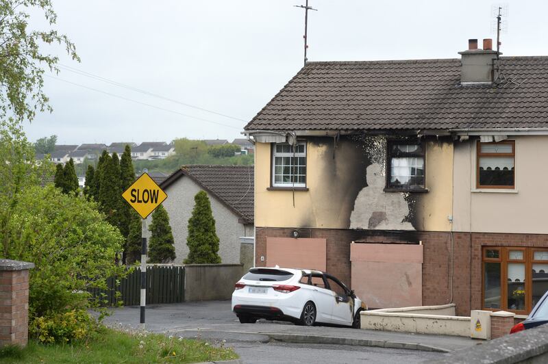 House damaged in petrol bomb attack in Loughboy, Drogheda, Co Louth in April 2019. Photograph: Dara Mac Dónaill