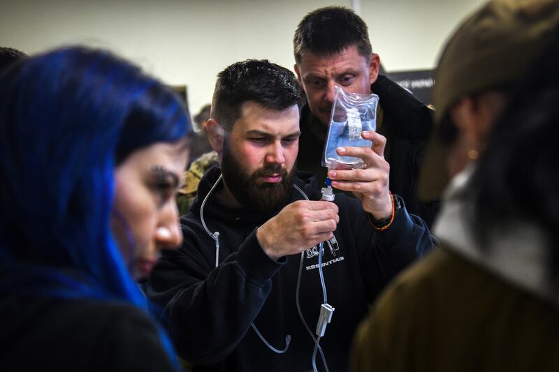 Ukrainian combat medics taking the Irish course in Kyiv. Photograph: Dan McLoughlin (courtesy of the Serhiy Prytula Foundation)