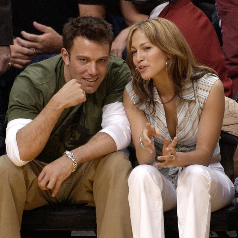 Bennifer: Jennifer Lopez at a basketball game with Ben Affleck, her then fiance, in 2003. Photograph: Vince Bucci/Getty