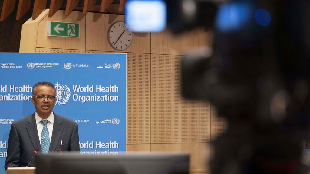 World Health Organisation director general Tedros Adhanom Ghebreyesus: ‘We will continue providing strategic leadership to co-ordinate the global response.’ Photograph: Christopher Black/WHO/AFP via Getty