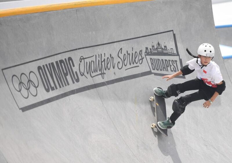 Skateboarder Zheng Haohao will compete in the Paris Olympics at age 11. Photograph: He Canling/Xinhua via Getty Images