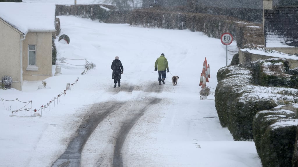 A snow scene in Co Meath. While the cost of weather events like the one experienced over the last few days is significant, they are relatively rare. Photograph: Alan Betson