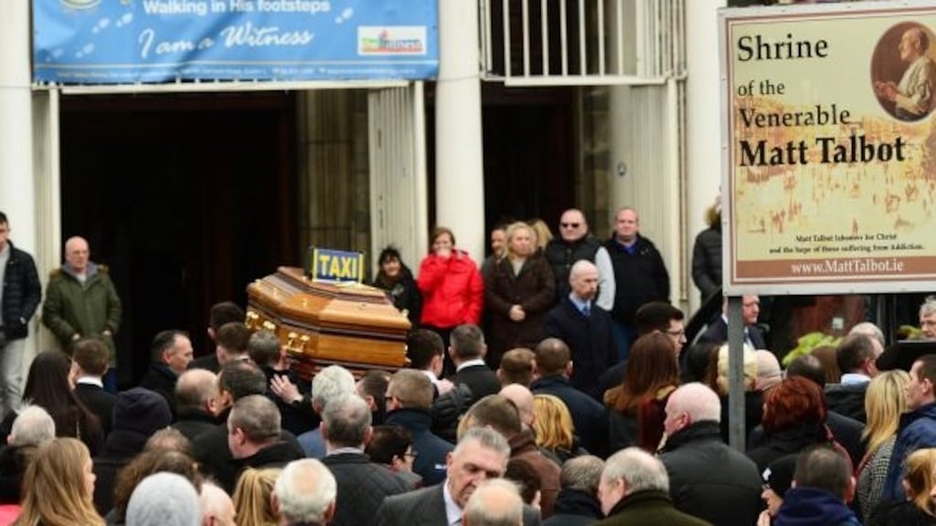 The funeral of Eddie Hutch snr at the Church of Our Lady of Lourdes on Seán McDermott Street, Dublin.