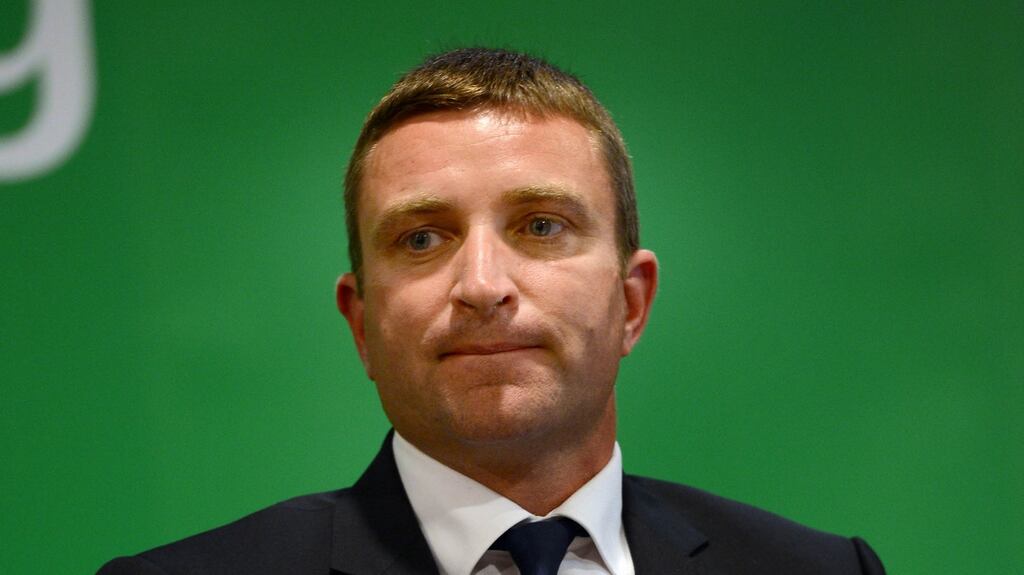 Niall Collins, Fianna Fáil justice spokesman, outlined some justice and security elements of the party’s manifesto near the location of Friday’s fatal shooting at the Regency Hotel. File photograph: Brenda Fitzsimons/The Irish Times