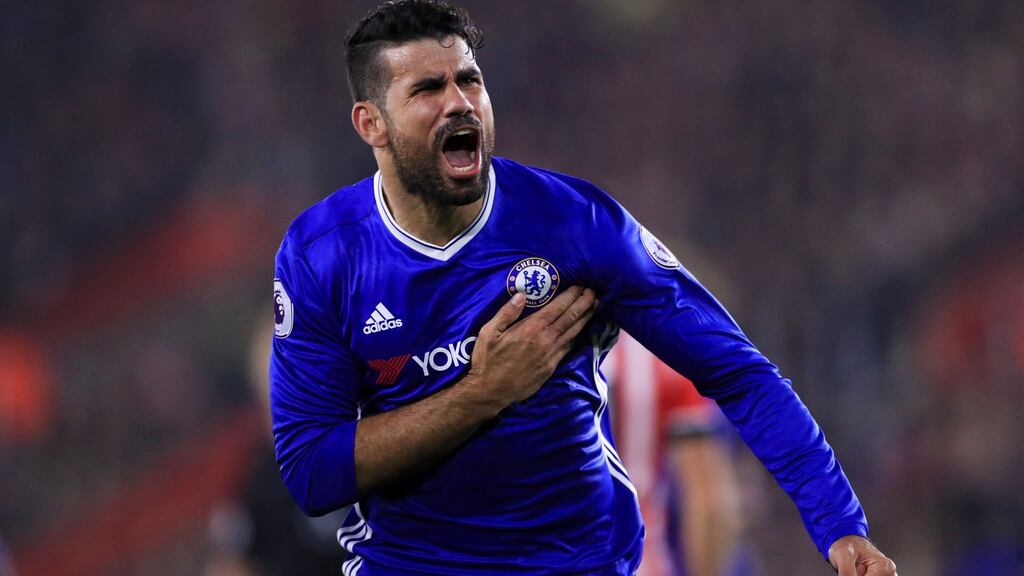 Chelsea striker Diego Costa will not feature in the Premier League game at Leicester on Saturday. Photograph: John Walton/PA Wire