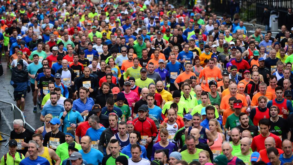 Start of the SSE Airtricity Dublin Marathon in 2015. Photograph: Dara Mac Dónaill / The Irish Times