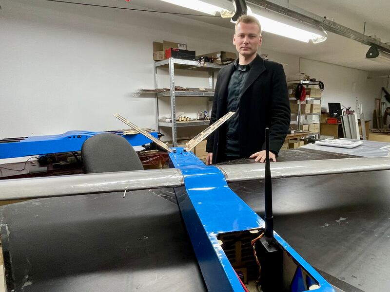 Roman Shemechko (27) is co-founder of Besomar, a drone maker in Lviv in western Ukraine. Hundreds of small drone-building firms are vital to Ukraine's plan to provide its military with one million drones this year. Photograph: Daniel McLaughlin