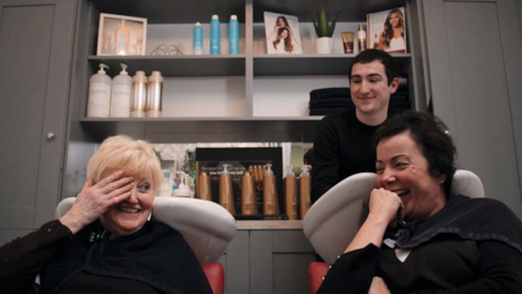 Chrissie, Ann and Tim in Abbeyfealegood, which makes you think hairdressers should have been deemed essential services