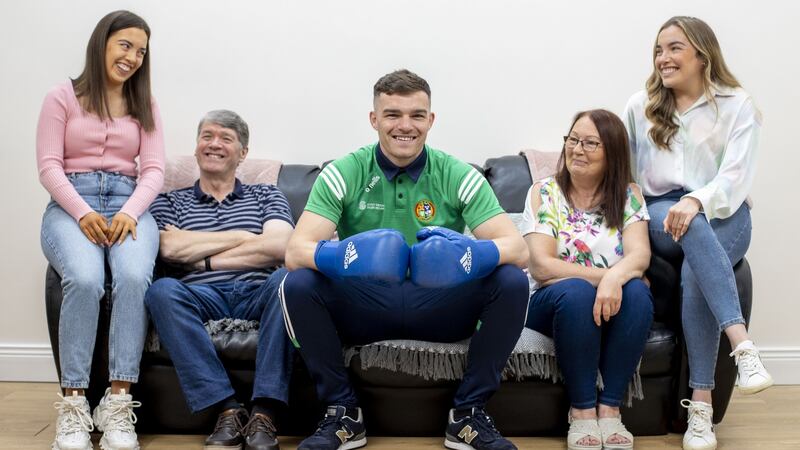 Boxer Emmet Brennan with his family. Photograph: Tom Honan
