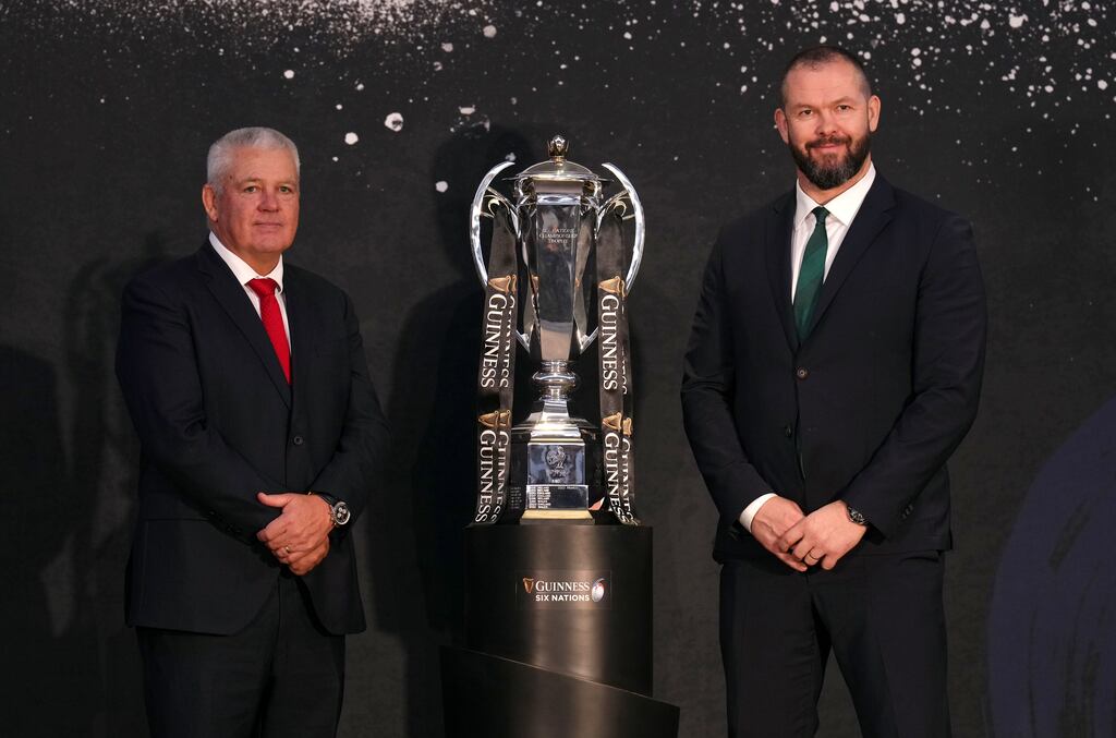 Ireland head coach Andy Farrell with his Wales counterpart Warren Gatland. Photograph: John Walton/PA