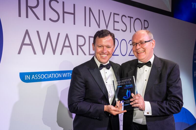 Anton Savage, host at the Irish Investor Awards and Johnny Dunne, Director at SME Equity Limited. Photograph: Corporate Photographers Dublin