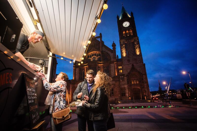 Visit Derry to explore the historic city walls, St Columb’s Cathedral, eat fish and chips on Queens Quay and enjoy a drink at the Walled Brewery