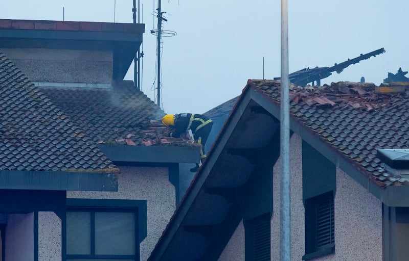 Fire damage on the roof of Wexford General Hospital. Photograph: Mary Browne