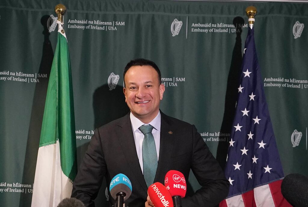 Taoiseach Leo Varadkar speaking in the Senate Room at the Mayflower Hotel in Washington, DC, during his visit to the US for St Patrick's Day. Photograph: Niall Carson/PA