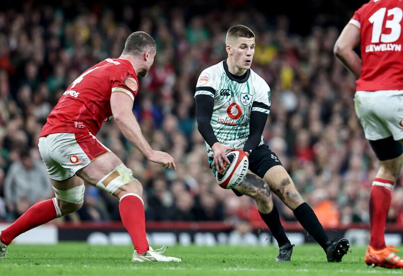 Ireland's Sam Prendergast against Wales. Photograph: Dan Sheridan/Inpho