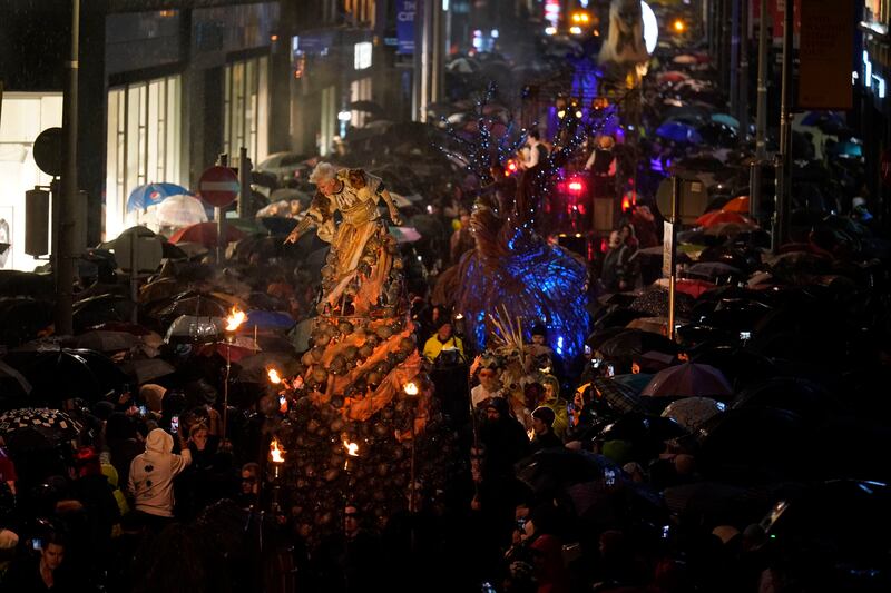 Crowds watch the Macnas Halloween Parade in Dublin city centre as part of the Bram Stoker Festival. Photograph: Niall Carson/PA Wire