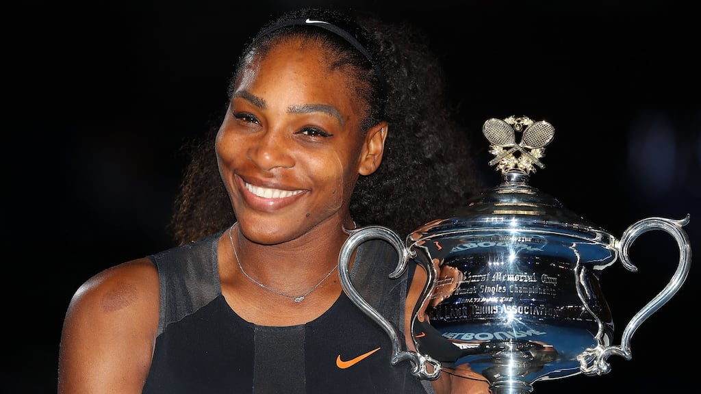 Serena Williams after her Australian Open triumph in Melbourne in January 2017. Photograph: Scott Barbour/Getty Images