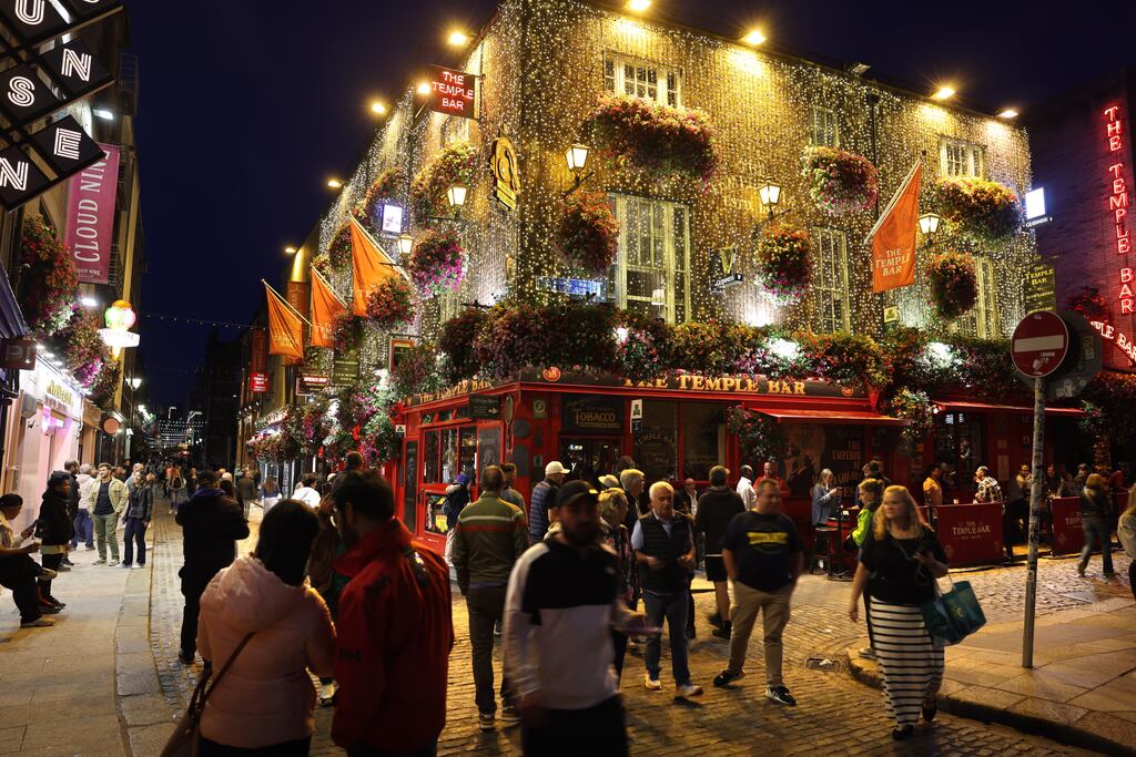 Night time in Temple Bar, Dublin last week. Photograph: Dara Mac Dónaill/The Irish Times