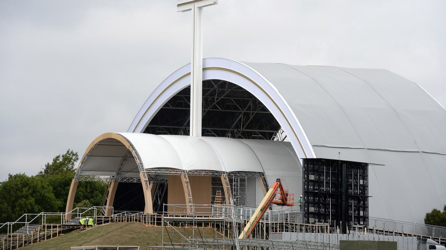 The Papal Cross, Phoenix Park where the pope will say Mass. Photograph: Dara Mac Dónaill