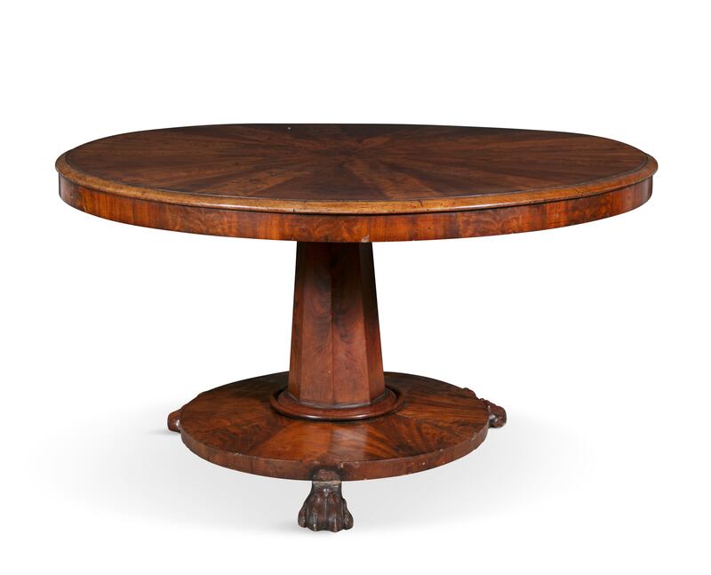 A William IV mahogany circular table (€1,000-€1,500) in Adam's Country House Collection auction