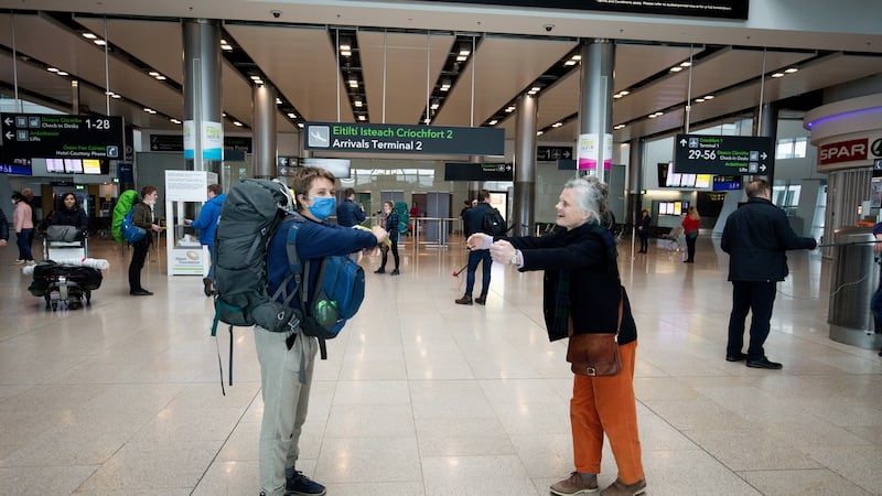 Philippa Henderson from west Cork and her mother Anita Henderson after she arrived back from Peru. Photograph: Tom Honan/The Irish Times.