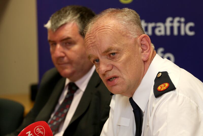 Garda assistant commissioner John O'Driscoll addresses a media briefing about recent successes against organised crime gangs.
Photograph: The Irish Times