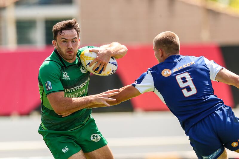Ireland’s Hugo Keenan in action for Ireland Sevens against Russia in 2019. Photograph: Billy Stickland/Inpho