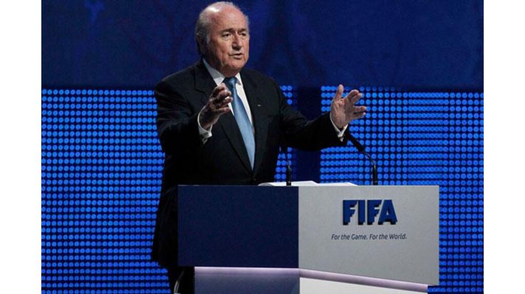 Fifa President Sepp Blatter speaks during the opening ceremony of the 61st Fifa congess at the Hallenstadion in Zurich. Photograph: Arnd Wiegmann/Reuters