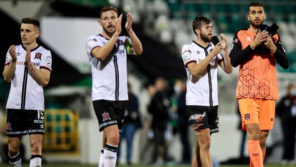 Dundalk players applaud the fans after their loss to Vitesse. Photo: Tommy Dickson/Inpho